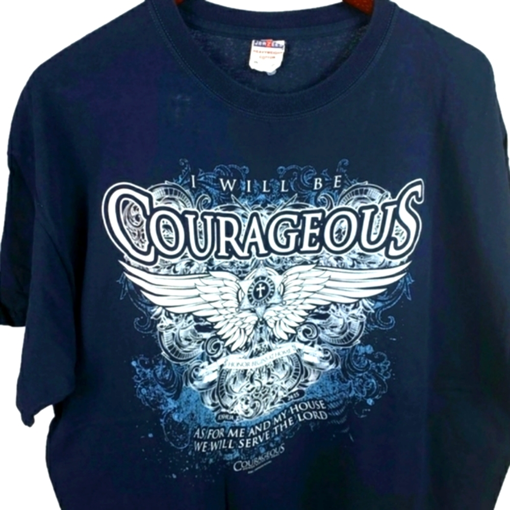 Jerzees Men's Heavy Weight Cotton Navy Blue Graphic T-Shirt